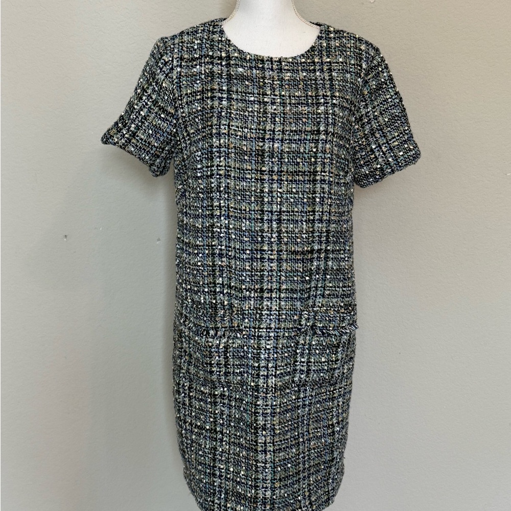Ann Taylor Black and White Sheath Mini Dress Short Sleeve